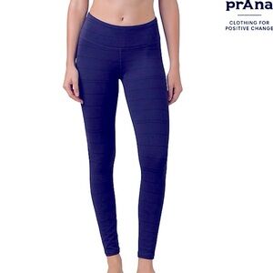 Prana blue Striped Leggings women’s Sz m yoga climbing pants